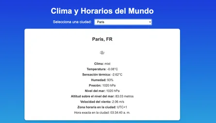 Web climatológica con hora